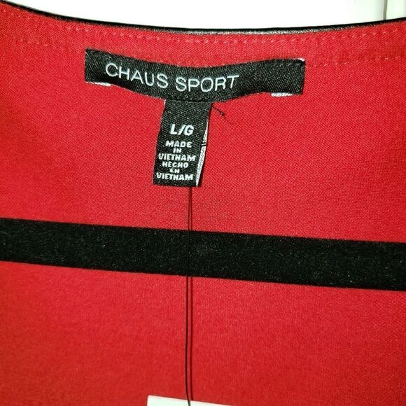 Chaus Sport Scoop Neck Faux Leather Trim Top - Picture 2 of 6